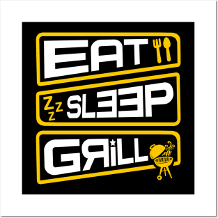 'Eat Sleep Grill' Lovely Food Barbeque Gift Posters and Art